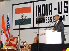 President Barack Obama addressing the India-US Business Summit in New Delhi 